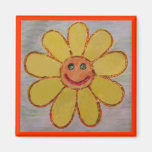 Smiling flower fridge magnets