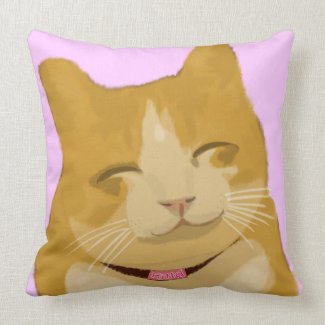 Smiling furry kitty cat throw pillows