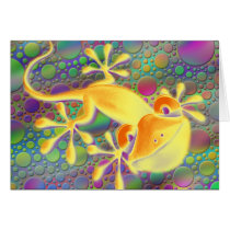 Smiling Gecko - coloured dots Greeting Cards