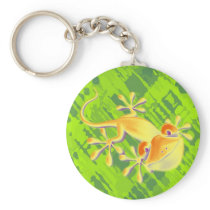 Smiling Gecko - green pattern Keychains