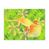 Smiling Gecko - green pattern Postcards