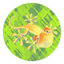 Smiling Gecko - green pattern Round Sticker