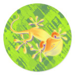 Smiling Gecko - green pattern Round Sticker