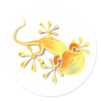 Smiling Gecko | make your own background Round Stickers