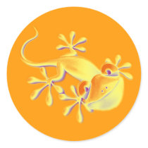 Smiling Gecko - orange Round Sticker