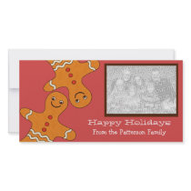 Smiling Gingerbread Men Christmas Photocard Photo Card Template