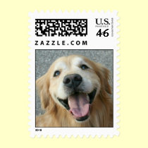 Smiling Golden Retriever Postage Stamp stamps