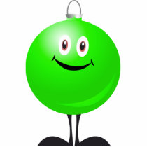 Smiling green Christmas ornament photo sculptures by TheChristmasBoutique Smiling green Christmas ornament photo sculptures
