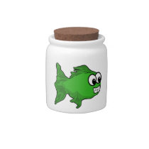 Smiling Green Fish candy jar candy jars