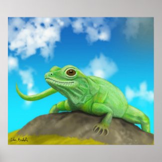 Smiling Green Lizard on a Beautiful Sunny Day Poster