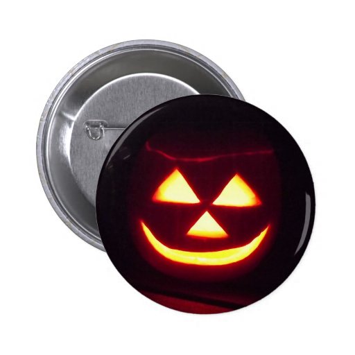 SMILING HALLOWEEN PUMPKIN PINBACK BUTTON