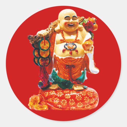 Smiling Happiness Buddha Round Stickers