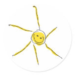 Smiling happy sun round sticker