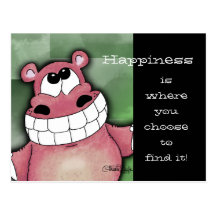 Smiling Hippo-Pink Post Cards