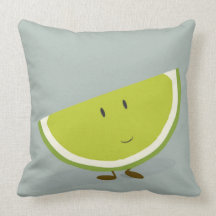Smiling lime slice throw pillow