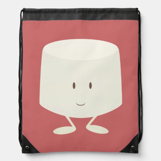 Smiling marshmallow drawstring bag Zazzle