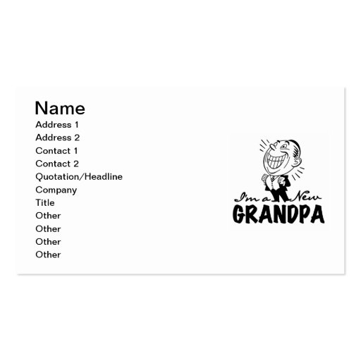 Smiling New Grandpa T-shirts and Gifts Business Card Template