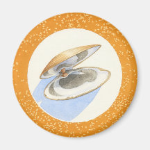 SMILING ORANGE CLAMSHELL FRIDGE MAGNETS