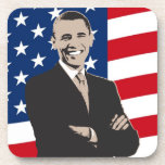 Smiling Patriotic Barack Obama Pop Art cork coasters