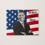Smiling Patriotic Barack Obama Pop Art Jigsaw Puzzle