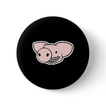 smiling pig with braces pinback buttons