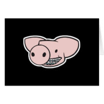 smiling pig with braces cards