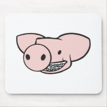 smiling pig with braces mouse mats