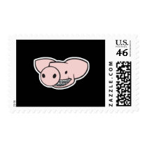 smiling pig with braces stamp