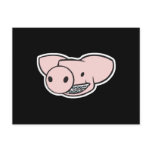 smiling pig with braces postcard