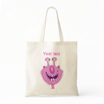 Smiling Pink Cute Monster With Beard Tote Bag