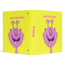Smiling Pink Cute Monster With Beard Binders