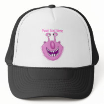 Smiling Pink Cute Monster With Beard Trucker Hats