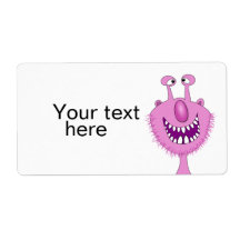 Smiling Pink Cute Monster With Beard Personalized Shipping Labels