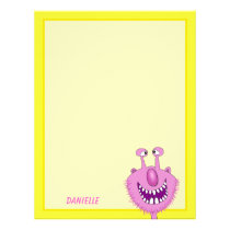 Smiling Pink Cute Monster With Beard letterhead