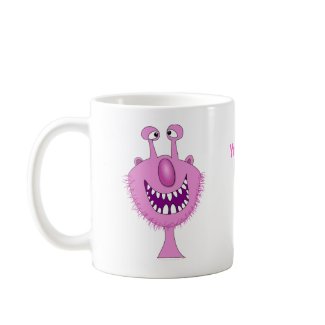 Smiling Pink Cute Monster With Beard