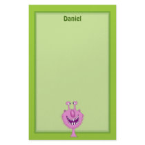Smiling Pink Cute Monster With Beard Custom Stationery