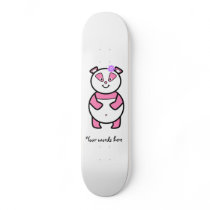 Smiling pink panda skate board