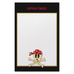 Smiling Pirate Skull and Cross Bones Customized Stationery