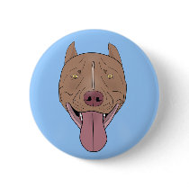 Smiling Pit Bull Portrait - Line Art
