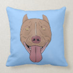 Smiling Pit Bull Portrait - Line Art Throw Pillow