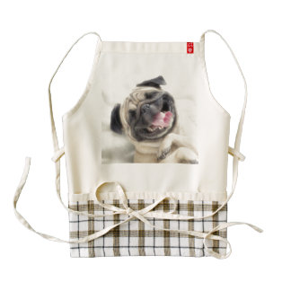 Smiling pug.Funny pug Zazzle HEART Apron
