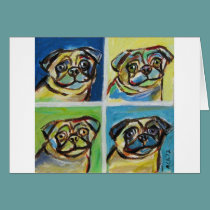 Smiling pugs pop art cards