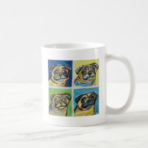 Smiling pugs pop art mugs
