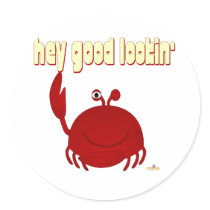 Smiling Red Crab Hey Good Lookin' stickers by animalacres Smiling Red Crab Hey Good Lookin' stickers