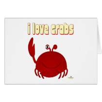 Smiling Red Crab I Love Crabs cards