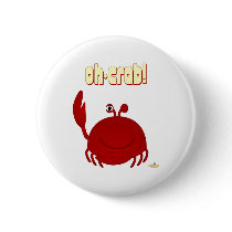 Smiling Red Crab Oh Crab buttons