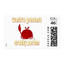 Smiling Red Crab World's Greatest   Person postage