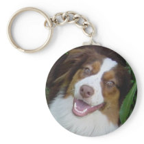 Smiling Red Tri Aussie Keychain