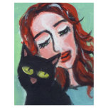 Smiling Redhead w black cat flyers