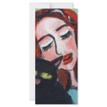 Smiling Redhead w black cat Personalized Rack Card